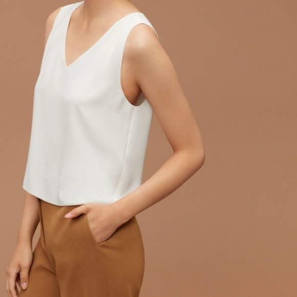 Aritzia Babaton Taupe Murphy Sleeveless Blouse - Picture 2 of 5